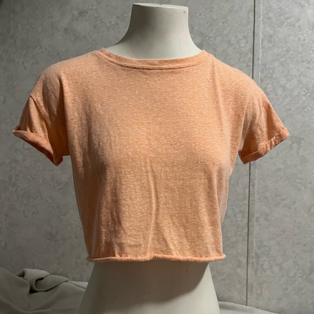 Coral Cropped Short Sleeve Shirt